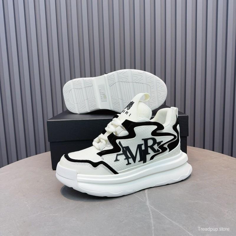 2024 Unisex Amiri White Black Mesh Leather Sneakers MJ00410