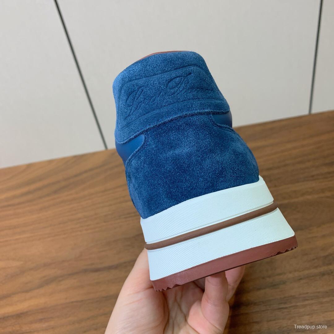 2025 Unisex Le Parmentier Blue Brown Suede Leather Sneakers LY