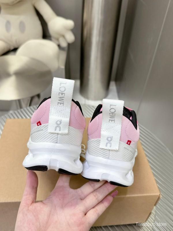 2025 Women Loewe Pink White Mesh Leather Sneakers