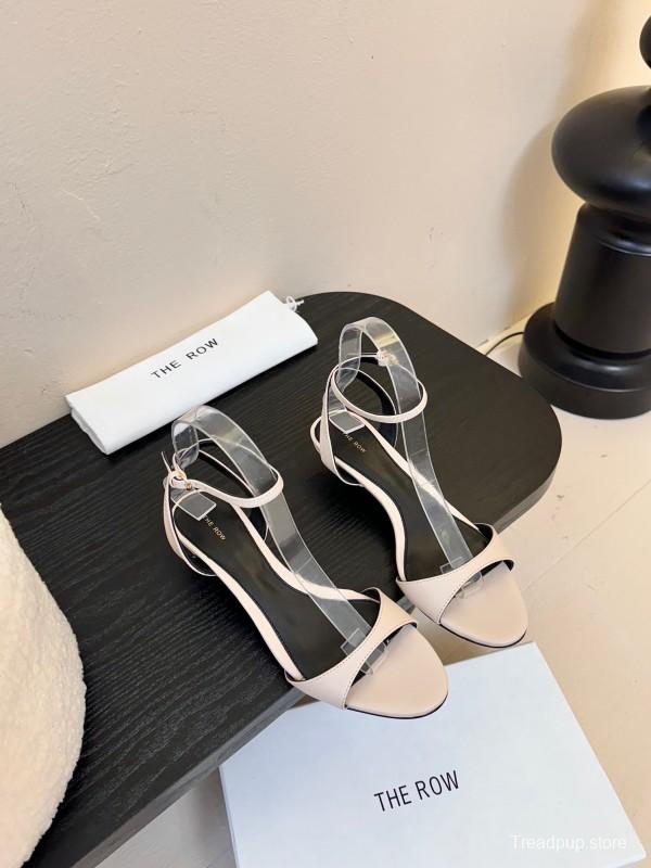 2025 Women The Row Beige Leather Flat Sandals