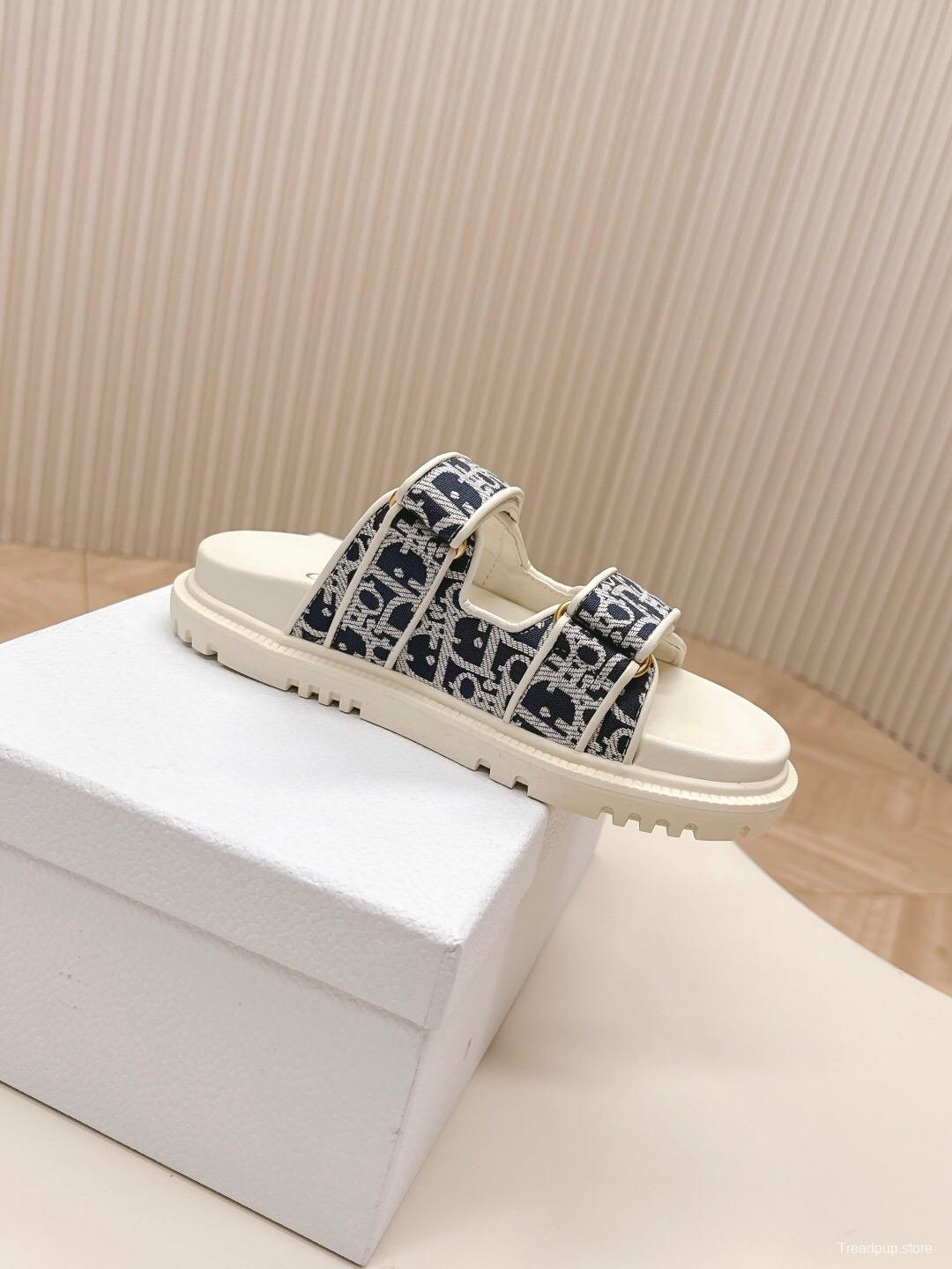 2025 Slippers Dior Blue White Canvas Slippers