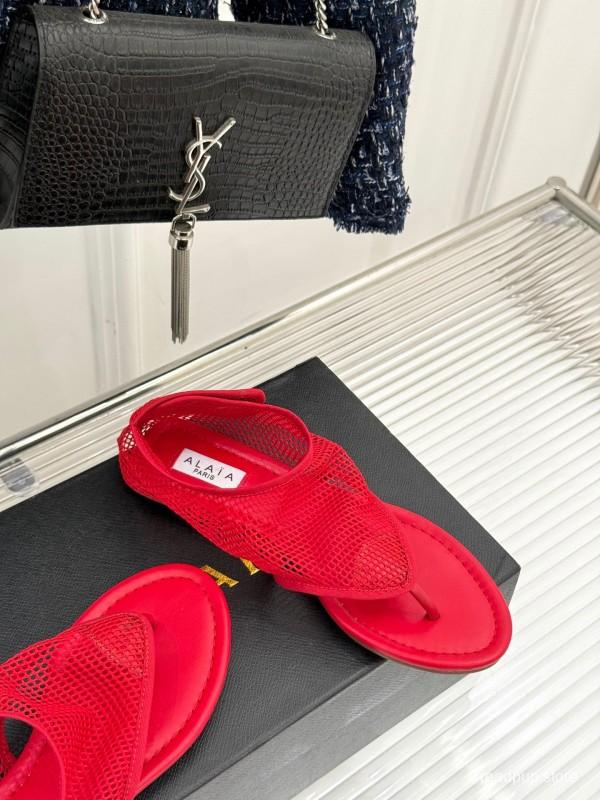 2025 Women YSL Red Mesh Sandals