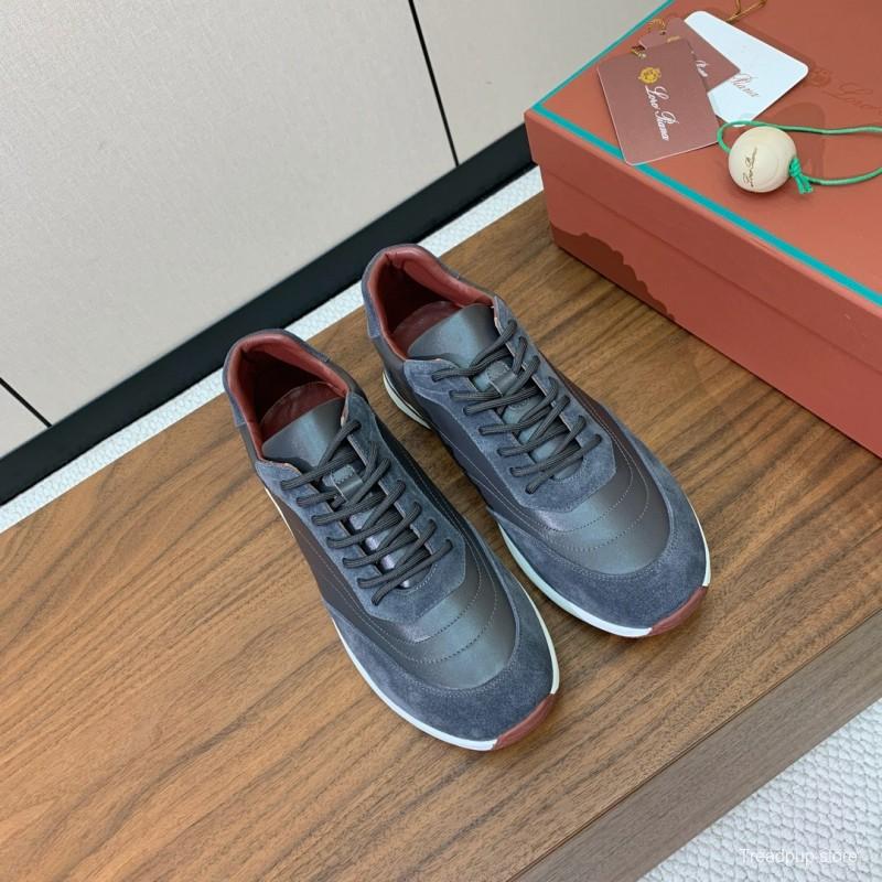 2025 Unisex Le Parmentier Grey Blue Suede Leather Sneakers LY