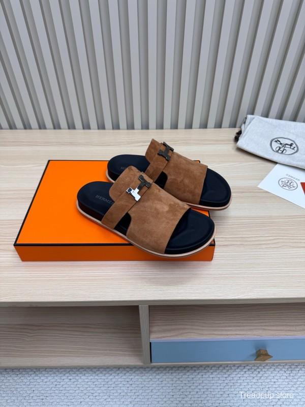 2025 Slippers Hermès Brown Suede Slippers