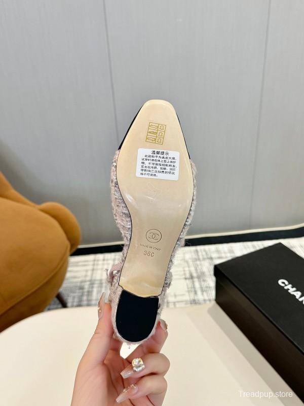 2025 Women Chanel Beige Black Tweed Leather Ballet Flats LY00240