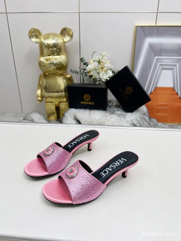 2025 Women VERSACE Pink Leather Sandals MJ00230