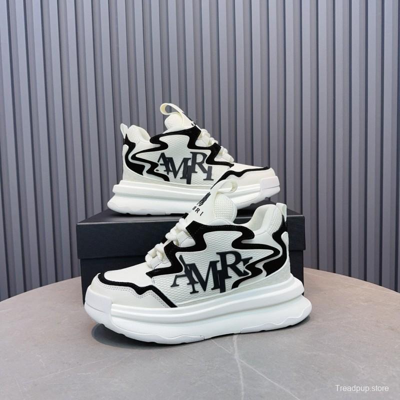 2024 Unisex Amiri White Black Mesh Leather Sneakers MJ00410