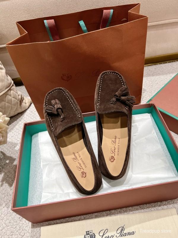 2025 Women Le Parmentier Brown Suede Loafers Tassel LY00291