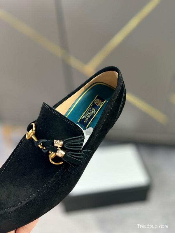 2024 Men Gucci Black Suede Leather Loafers MJ00280