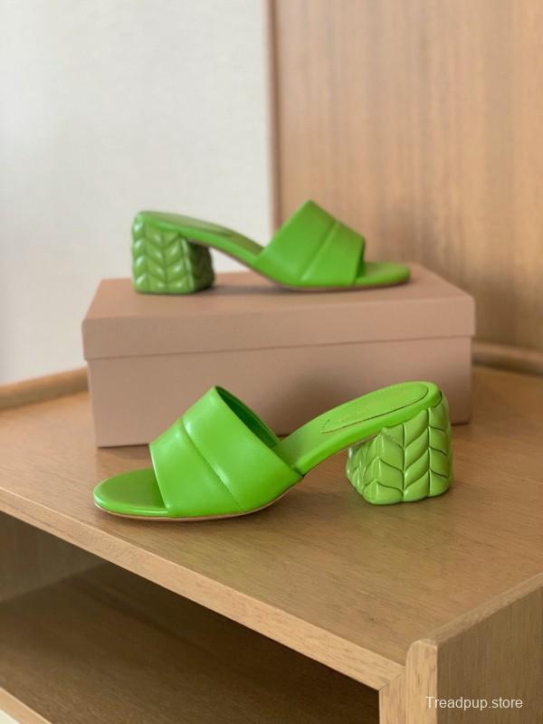 2025 Women Gianvito Rossi Green Leather Slippers KFY00260
