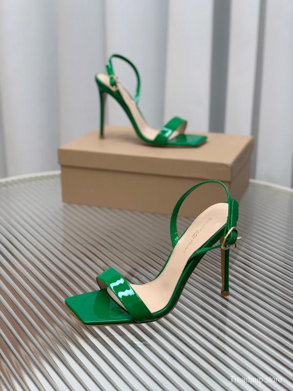 2025 Women Gianvito Rossi Green Patent Leather Sandals