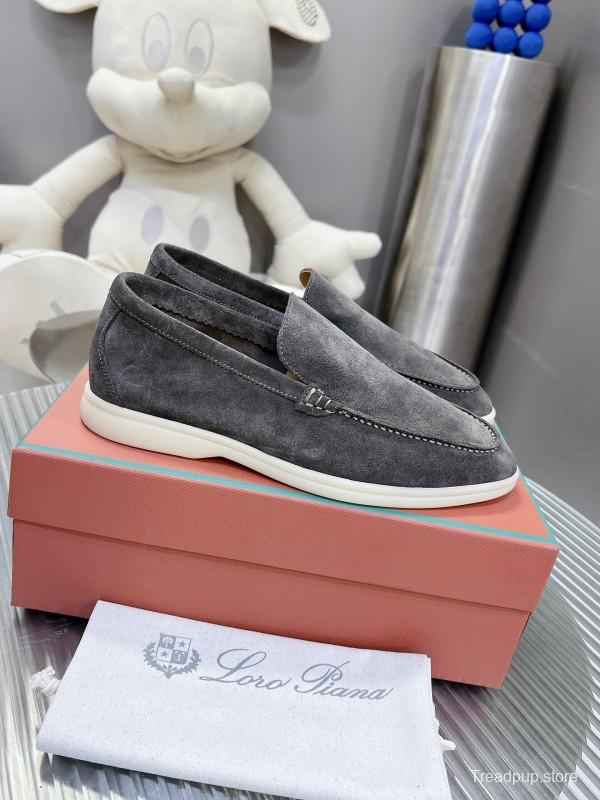 2025 Unisex Philipp Plein Gray Suede Loafers Soft Rubber Sole LY00260