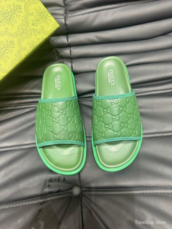 2024 Unisex Gucci Green Leather Mules MJ00200