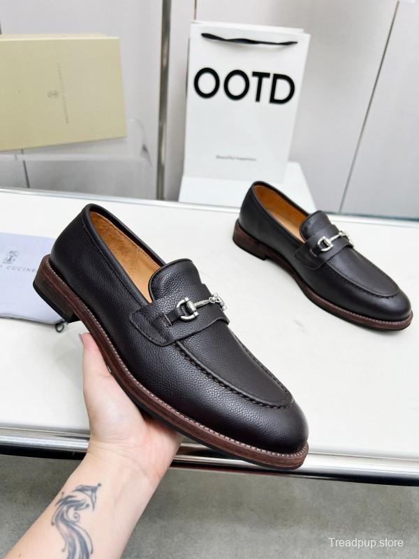 2024 Men Brunello Cucinelli Black Leather Loafers