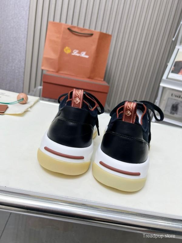 2024 Men Le Parmentier Black Grey Mesh Leather Sneakers