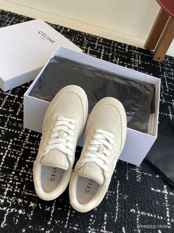 2025 Women Celine Beige Canvas Sneakers CELINE Embroidered Logo