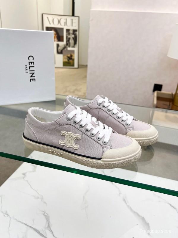 2025 Women Celine Light Grey Canvas Sneakers LY00210