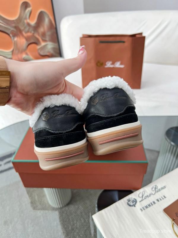 2024 Unisex Le Parmentier Black Suede Sheepskin Tennis Shoes MJ00350