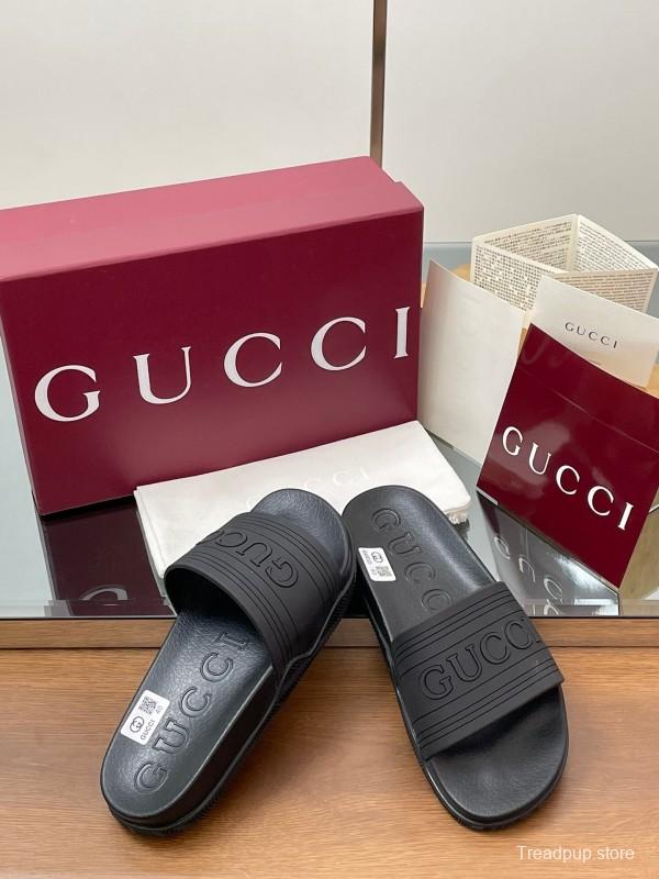 2025 Slippers Gucci Black Rubber Slippers LY00175