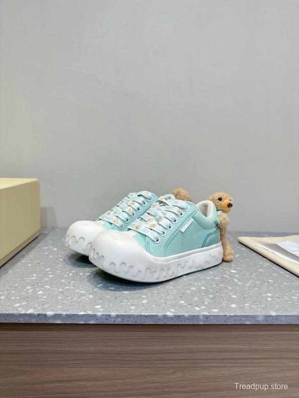 2025 Women 13DE MARZO Light Blue White Canvas Leather Casual Shoe KFY00280