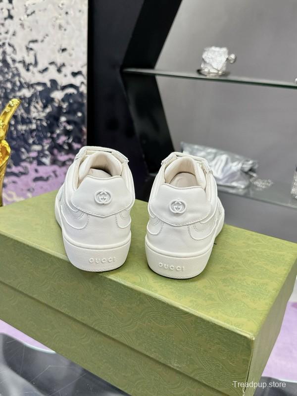 2024 Unisex Gucci White Leather Suede Sneakers MJ00310