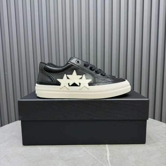 2024 Unisex Amiri Black White Leather Sneakers MJ00300