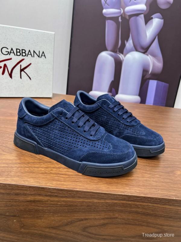 2025 Men Dolce & Gabbana Navy Suede Sneakers LY00280