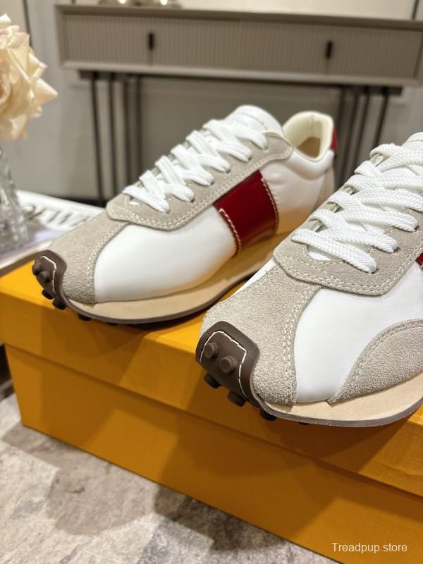 2025 Women TOD'S White Red Leather Suede Sneakers