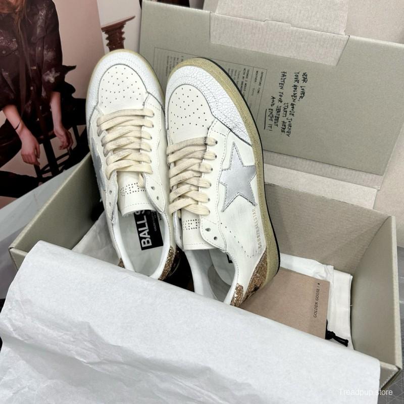 2024 Unisex GGDB White Silver Glitter Leather Sneakers MJ00260