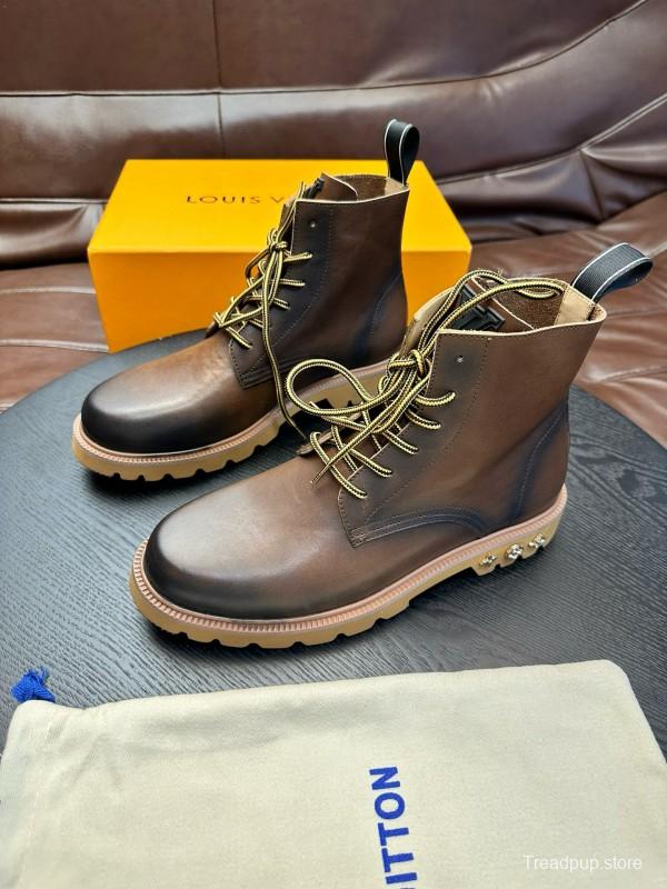 2024 Men Louis Vuitton Brown Calf Leather Boots MJ00440