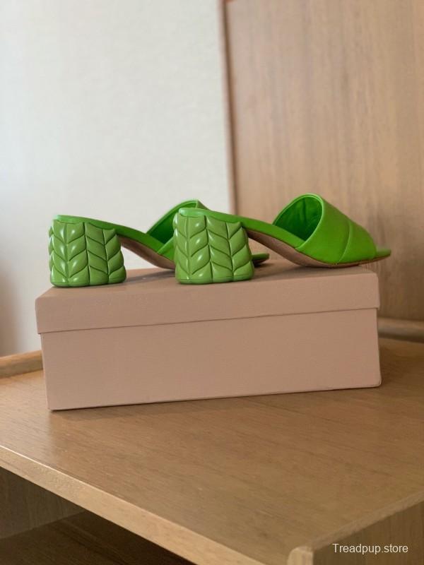 2025 Women Gianvito Rossi Green Leather Slippers KFY00260