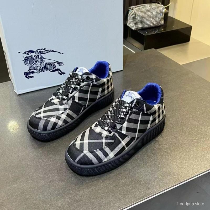 2024 Unisex Burberry Black White Nylon Sneakers