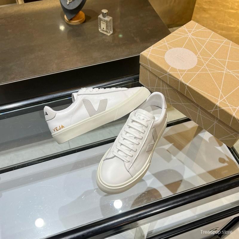 2025 Unisex VEJA White Grey Leather Canvas Sneakers MJ00240