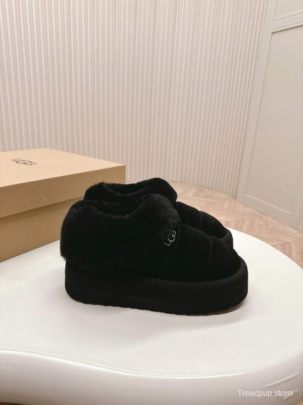 2024 UGG Black Suede Sheepskin Slippers
