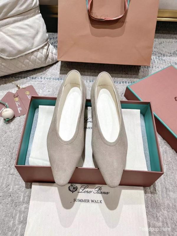 2025 Women LP Beige Suede Ballet Flats LY00320