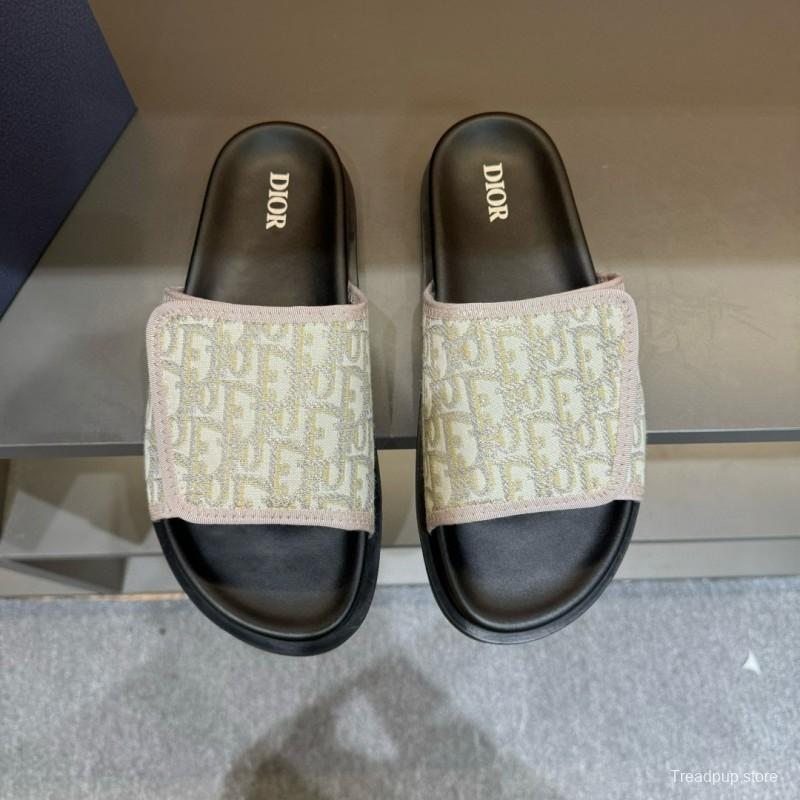 2024 DIOR beige black fabric slippers MJ00180