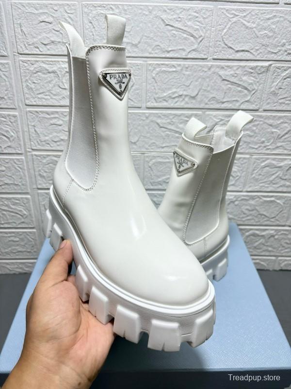 2024 Women Prada White Leather Boots MJ00380