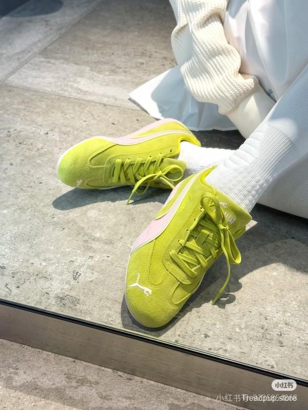 2025 Women Puma Yellow Pink Suede Sneakers KFY00260