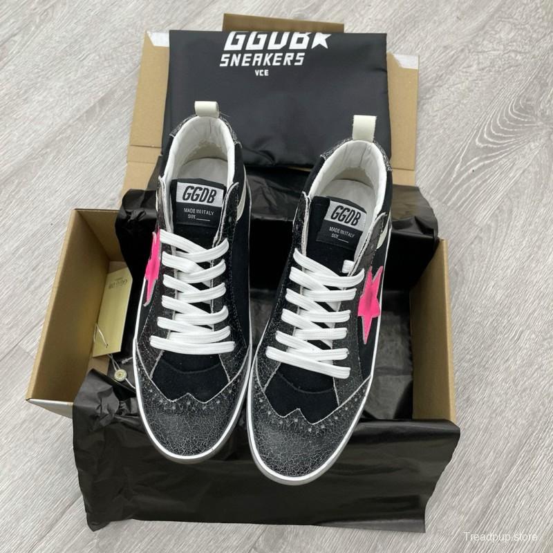 2024 Unisex GGDB Black Pink Suede Leather High-Top Sneakers MJ00300