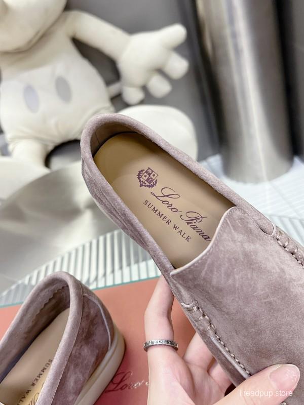 2025 Unisex Philipp Plein Taupe Calf Suede Loafers Soft Latex Sole LY00260