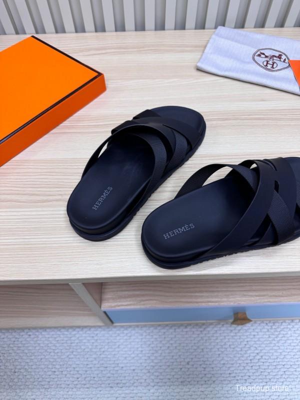 2025 Men HERMÈS Brown Leather Sandals