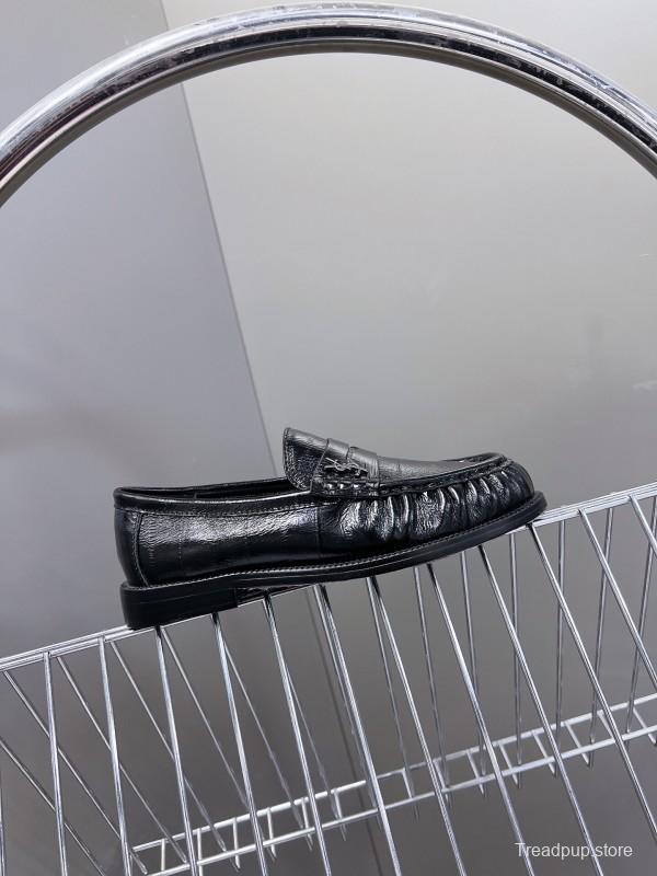 2025 Women Yves Saint Laurent Black Leather Loafers