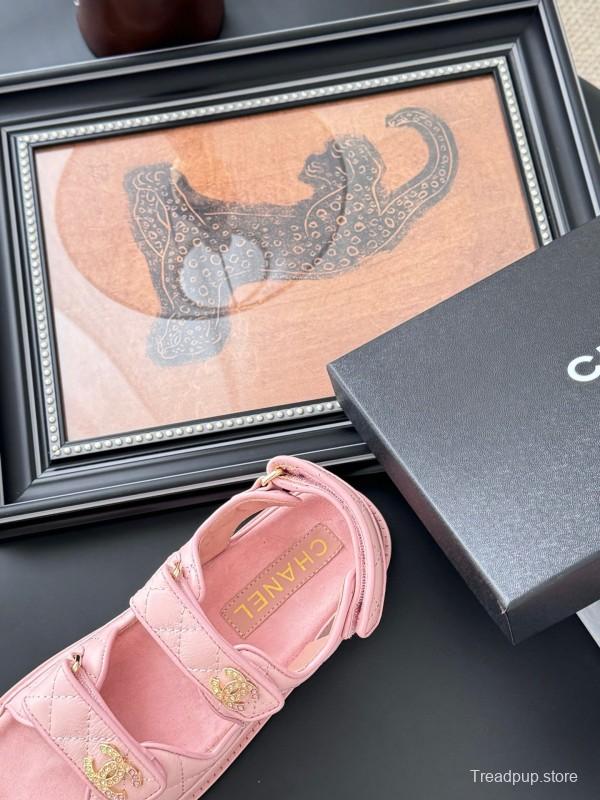 2025 Women Chanel Pink Leather Sandals LY00320