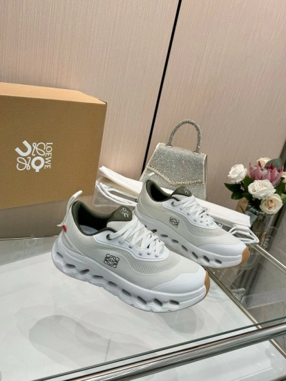 2025 Unisex Loewe White Mesh Sneakers Collaboration KFY00300