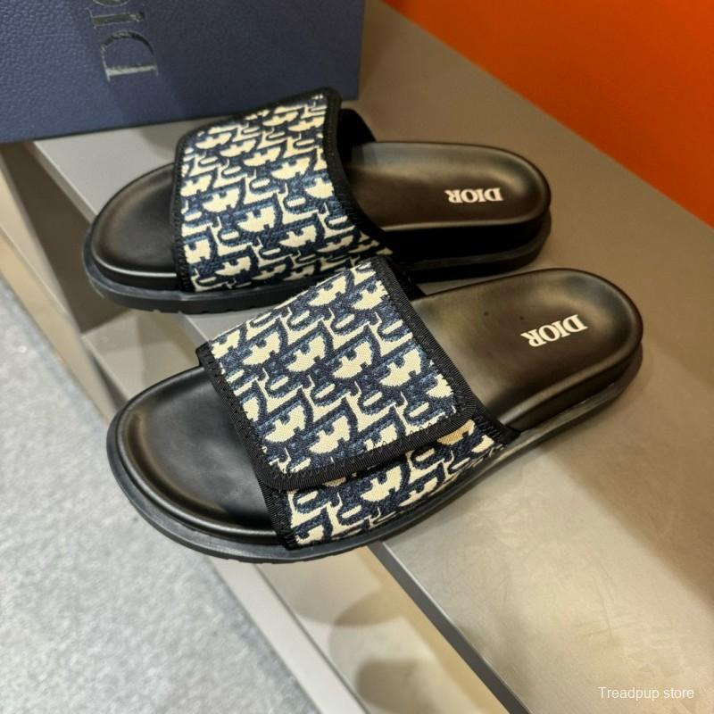 2024 Dior Black Canvas Slippers MJ00180