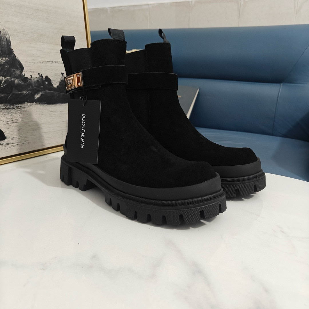 2024 Women Dolce & Gabbana Black Suede Boots MJ00390