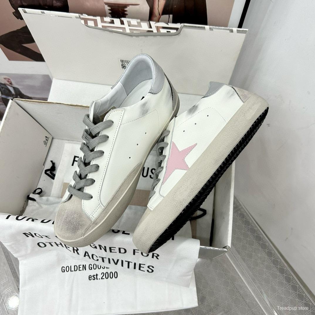 2025 Women GGDB White Pink Leather Sneakers