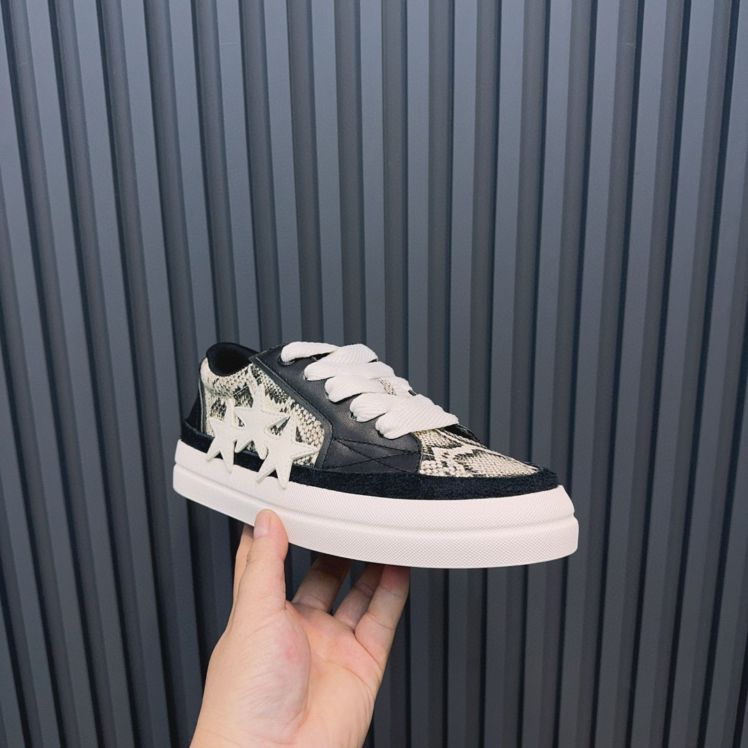 2024 Unisex Amiri Black White Leather Sneaker MJ00300