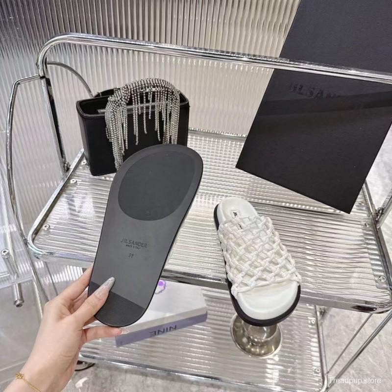 2025 Slippers Jil Sander White Leather Woven