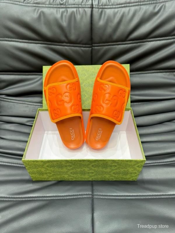 2024 GUCCI orange leather slippers MJ00200